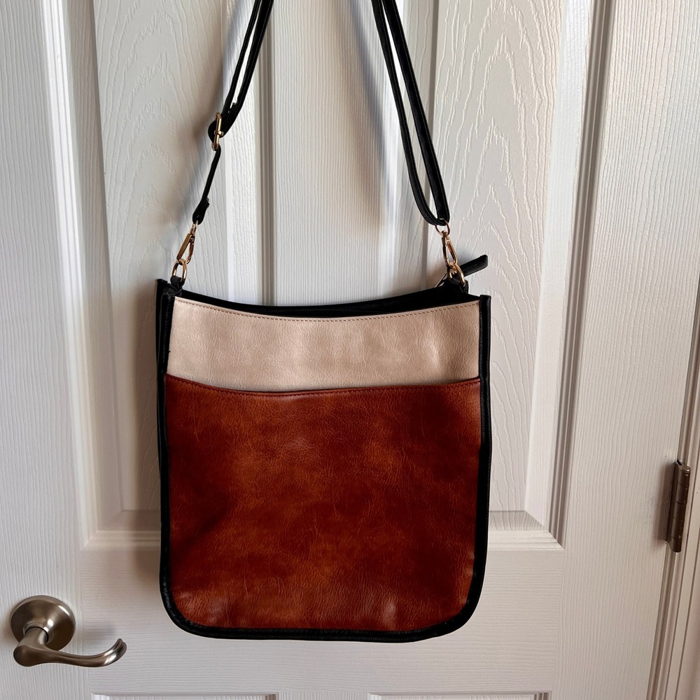 Color Block Crossbody Bag, Shoulder Bag‎ with Adjustable Strap, Zipper Pocket